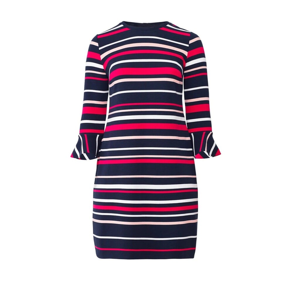 DRAPER JAMES ELOQUII Striped Dress Preppy Ruffle Sleeve Spring Zip Back Sz20 RTR